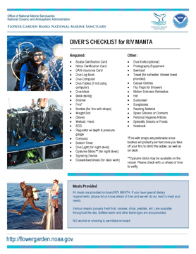 Image of Diver Checklist document