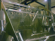 Close up view of the hull frame while during the upside down phase of construction