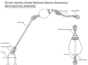 Diagram of sanctuary mooring buoy assembly