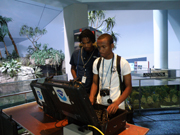 Two students operating the ROV controls.