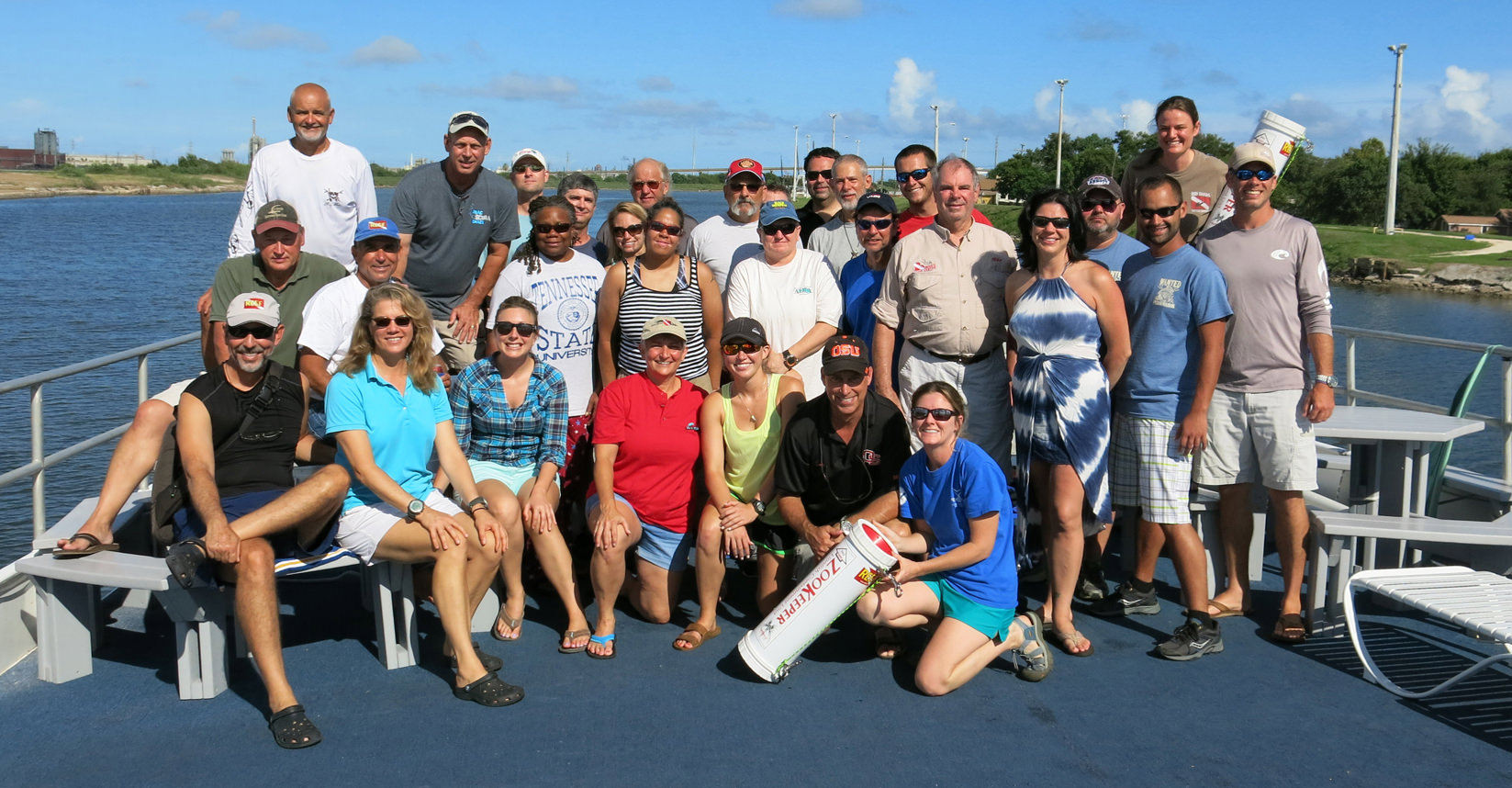 Group photo of participants from the 2015 Lionfish Invitational on the top deck of M/V Fling