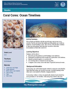 Front page of Coral Cores  lesson