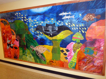 A composite mural created using a lesson from the sanctuary