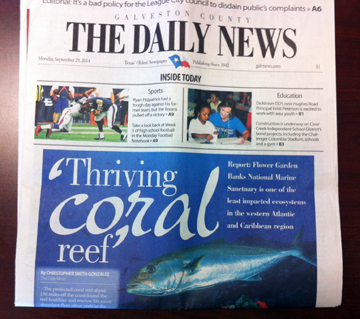 Front page of the Galveston Daily News from September 29, 2014