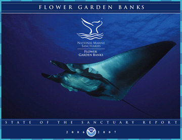 Cover image from the State of the Sanctuary Report, which includes a photo of a manta ray.