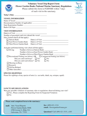 Image of form used for reporting a trip to the sanctuary