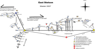 Sample pin map from the east end of Stetson Bank