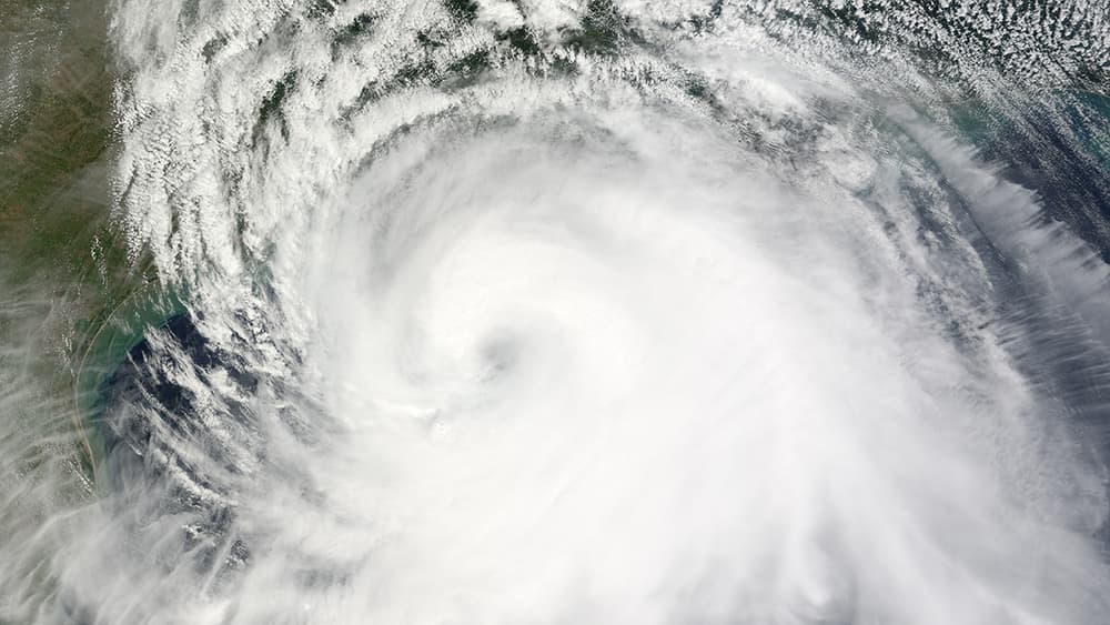 Satellite view of a hurricane covering the entire Gulf of Mexico