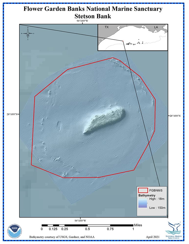 Bathymetric map of Stetson Bank showing the surrounding ring feature.
